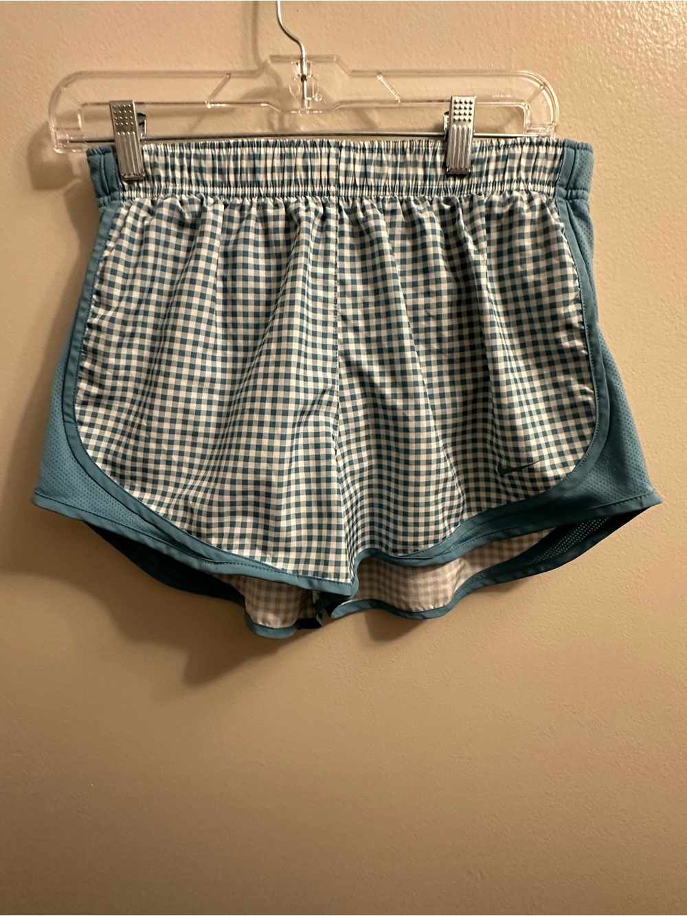 #299 Nike Women’s Blue Gingham Panel Athletic Shorts